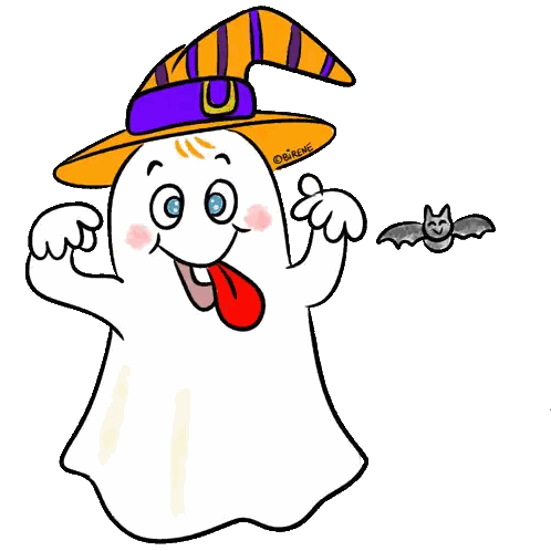 Ghost In Witch Hat Holding Bat O'Reene Sticker