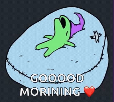 Ghost Laying On Pillow Saying Goood Morning GIF