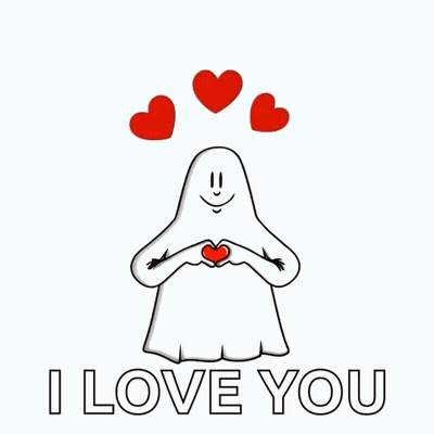 Ghost Making Heart Saying I Love You GIF