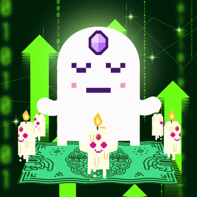 Ghost Surrounded By Candles With U On Them GIF