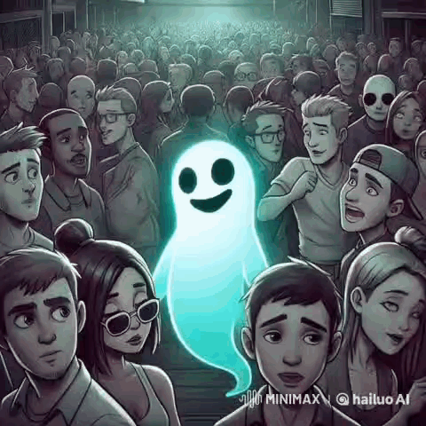 Ghost Surrounded by Crowd