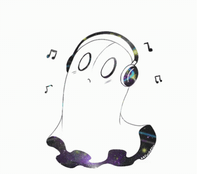 Ghost Wearing Headphones With Music Notes GIF