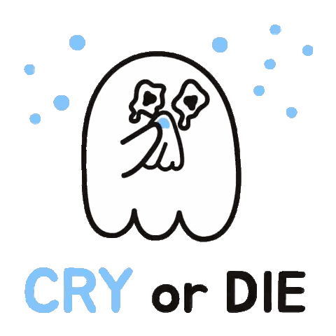 Ghost With Cry Or Die Text Sticker
