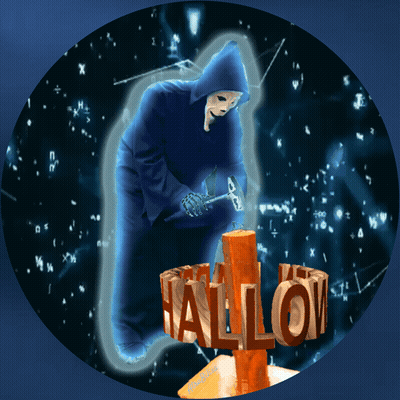 Ghost With Hammer Next To Halloween Sign GIF