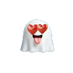 Ghost With Hearts In Eyes And Tongue Out Sticker