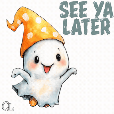 Ghost With Orange Hat Saying See Ya Later GIF