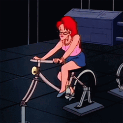 Ghostbusters Janine Melnitz Pedaling A Bicycle Generator GIF