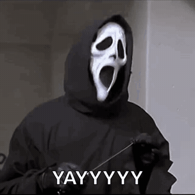 Ghostface In Black Hooded Jacket Holding Knife GIF