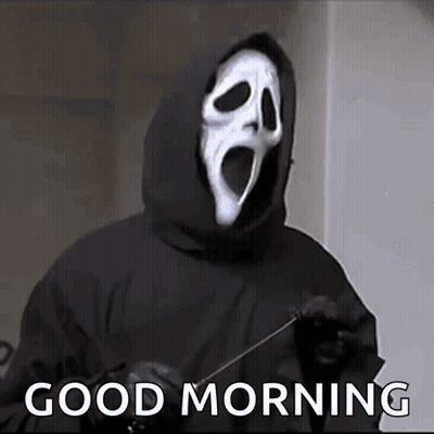 Ghostface Scream Holding Knife Saying Good Morning GIF