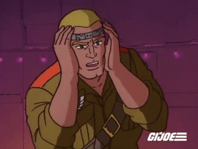 GI Joe Holding Head In Hands GIF