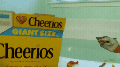Giant Cheerios Box With Toy Shark GIF
