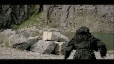 Giant Gorilla By Water And Rocks GIF