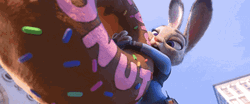 Giant Judy Hopps Holding Donut GIF