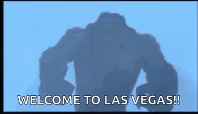 Giant Monster Saying Welcome To Las Vegas Blue Sky GIF