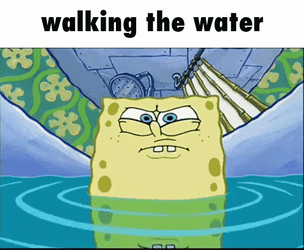 Giant Spongebob Walking The Water GIF