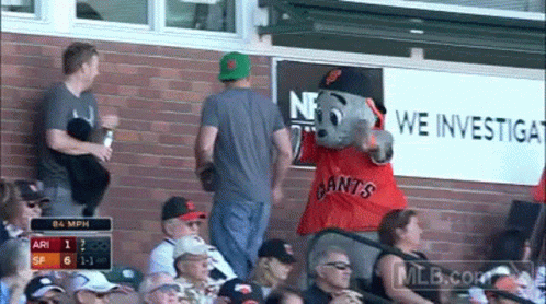 Giants Mascot In Front Of Crowd GIF