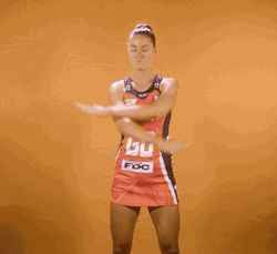 Giants Netball No Deal Arm Cross GIF
