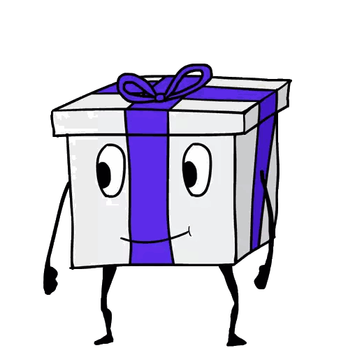Gift Box With Blue Ribbon Sticker