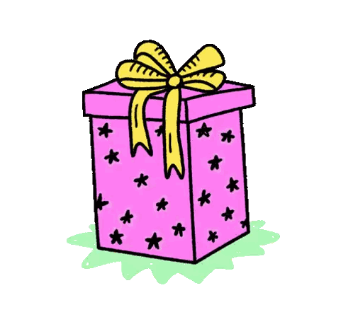 Gift Box With Purple Bow And Black Polka Dots Sticker