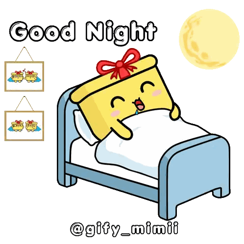 Gift Box Yawning In Bed Good Night Sticker