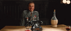 Giggle Hans Landa Inglourious Basterds 2009 GIF