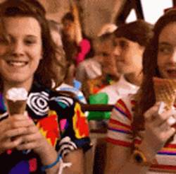 Giggling Eleven And Max Eating Ice Cream GIF