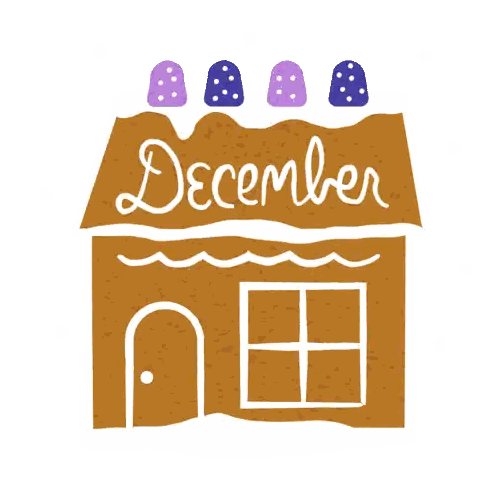 Gingerbread House Saying December Sticker