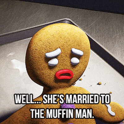 Gingerbread Man Crying She's Married To Muffin Man GIF