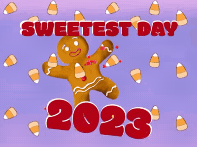 Gingerbread Man Holding Candy Corn Sweetest Day 2022 GIF