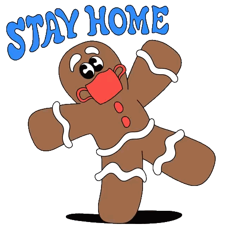 Gingerbread Man Wearing Stay Home Mask Sticker
