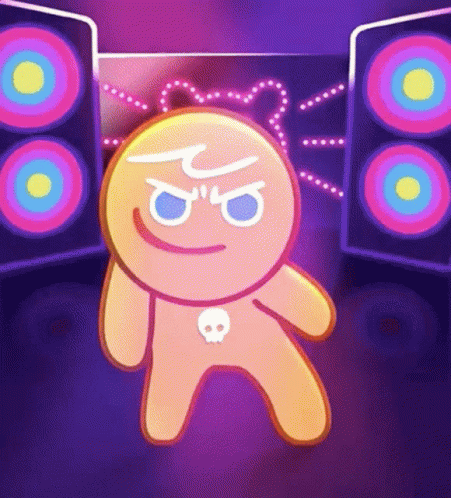 Gingerbread Man With Skull Dancing On Stage GIF