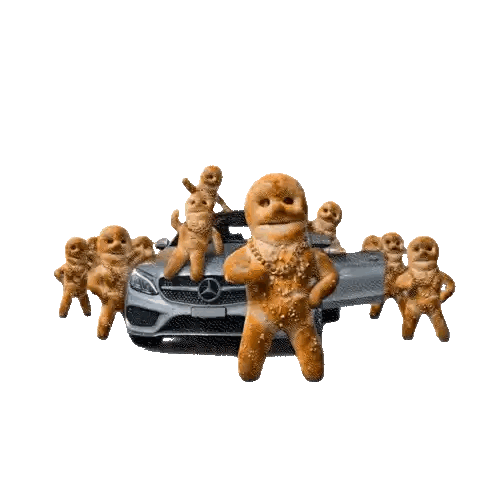 Gingerbread Men In Front Of Mercedes Sticker