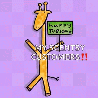 Giraffe Holding Happy Tuesday My Scentsy Customers Sign GIF