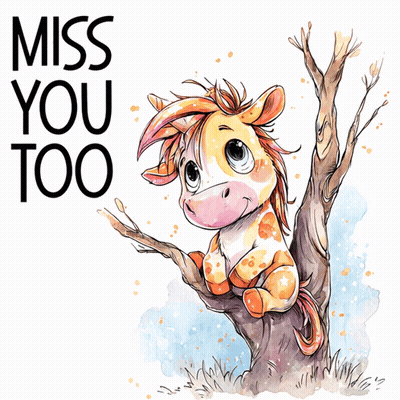 Giraffe Sitting On Tree Branch Saying Miss You Too GIF