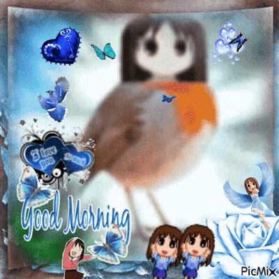 Girl And Bird Good Morning GIF