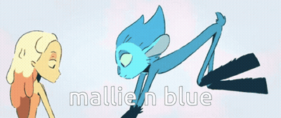 Girl And Blue Monster With Malie N Blue GIF