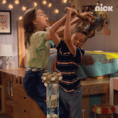 Girl And Boy Playing In Room GIF