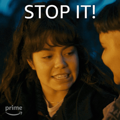 Girl And Boy Saying Stop It GIF