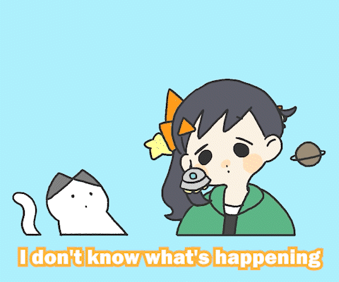 Girl And Cat With Words I Don't Know What's Happening GIF
