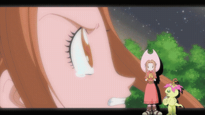 Girl And Monster With Letter K On Head GIF