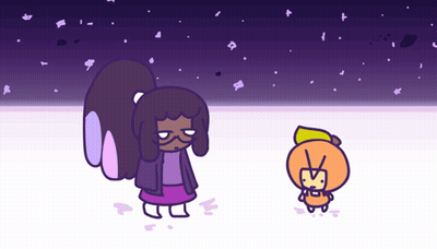 Girl And Orange Cartoon Character GIF