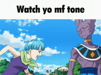 Girl And Purple Monster Saying Watch Yo MF Tone GIF