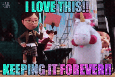 Girl And Stuffed Unicorn I Love This Keeping It Forever GIF