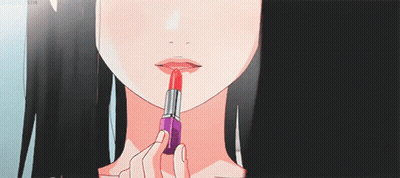 Girl Applying Red Lipstick GIF