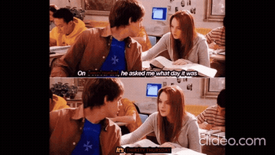 Girl Asking Boy What Day It Is GIF