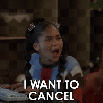 Girl At Keyboard Saying I Want To Cancel GIF