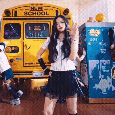 Girl At School Bus Saying New School GIF