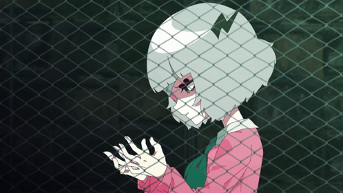 Girl Behind Fence With Lightning Bolt GIF