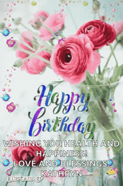 Girl Birthday Card With Fairy And Hearts GIF