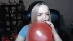 Girl Blow Balloon On Her Stream GIF